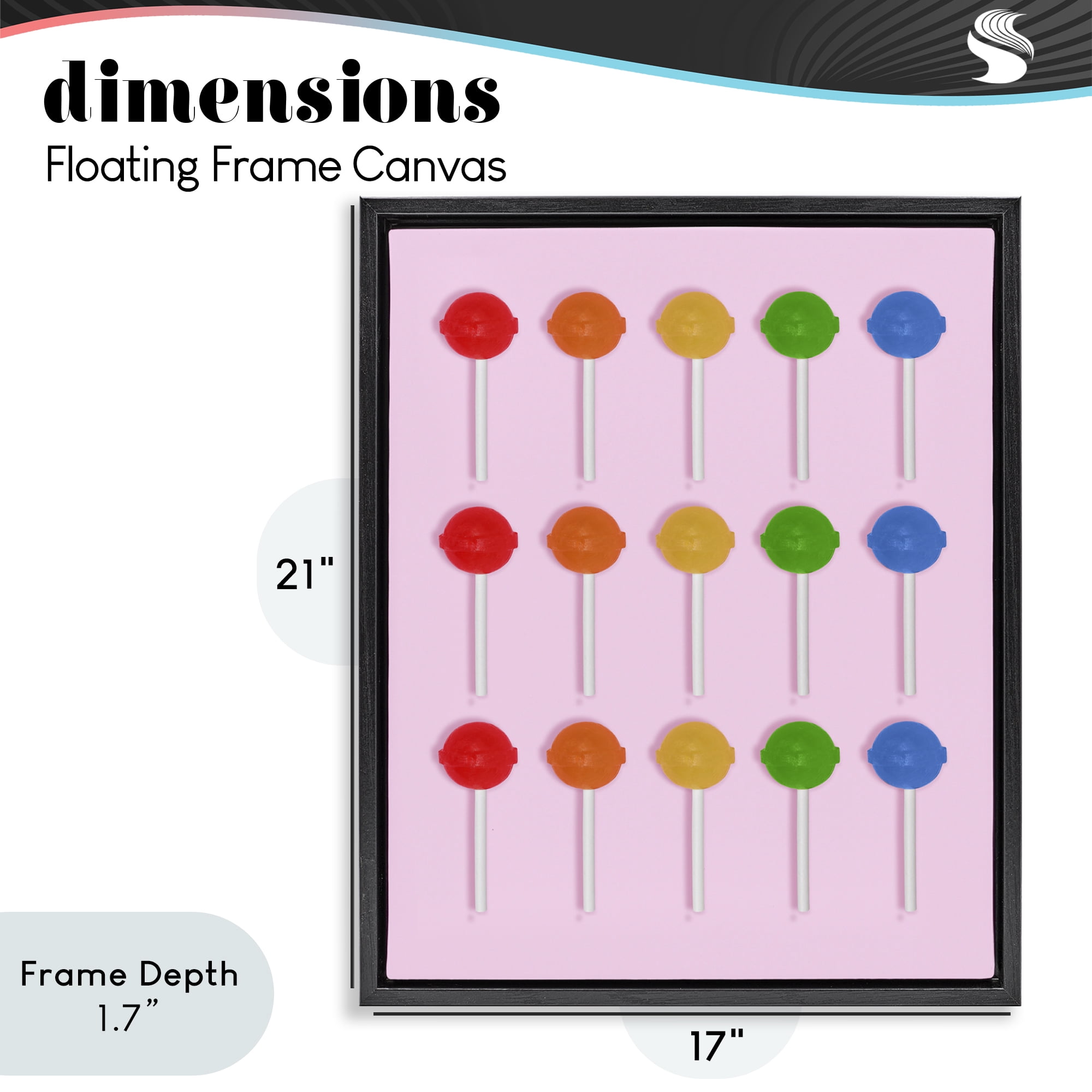 Stupell Industries Candy Pops on Light Pink Black Framed Floater Canvas Wall Art, design by LISH Creative