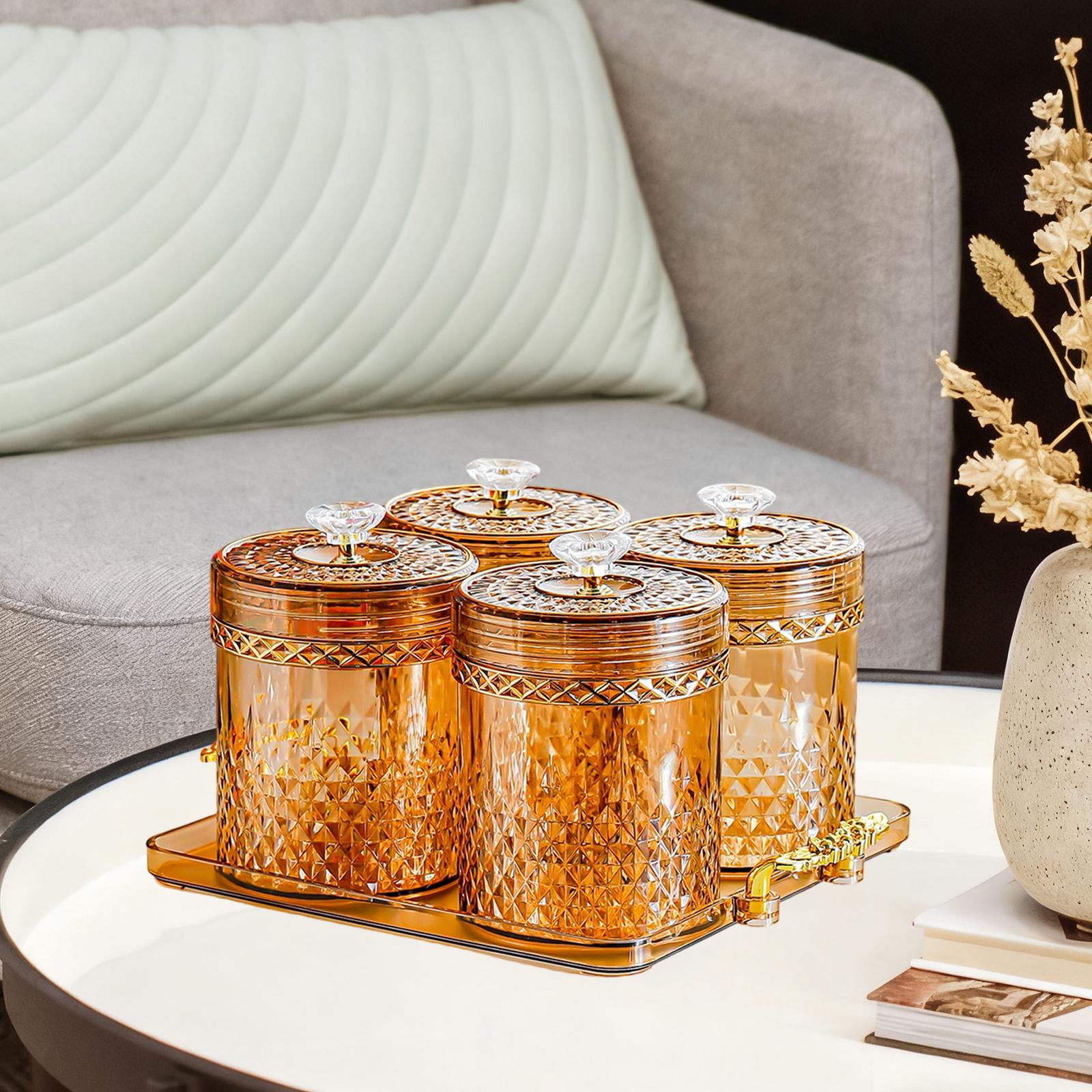 kowaku Food Storage Container Set Airtight Jar with Lid Compact Divided Compartments Sturdy Versatile Spice And Storage Suitable for Home Use Entertaini Amber