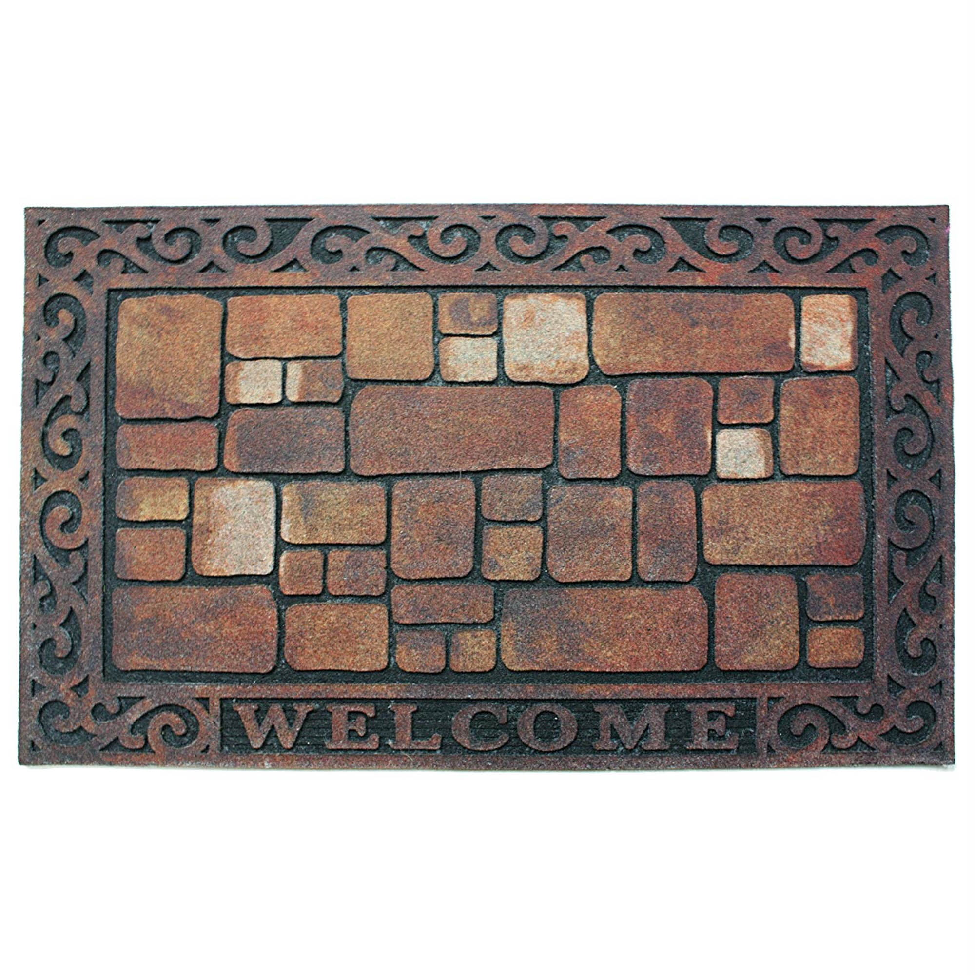 J&M Stones Printed Flocked Doormat 18x30
