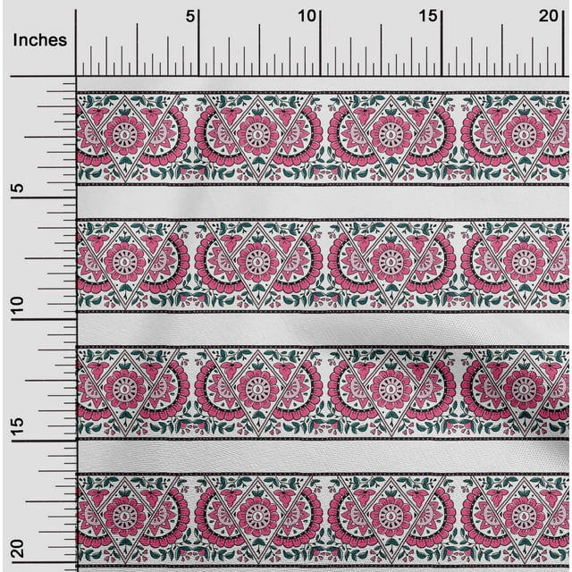 oneOone Cotton Poplin Fabric Geometric|Leaves & Floral Block Printed Craft Fabric BTY 42 Inch Wide
