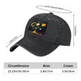 thumbnail image 3 of Vintage Cotton Washed Distressed Baseball Cap - Abstract Surreal Design with Orange Sun & Clocks - Unisex Golf Dad Hat, 3 of 6