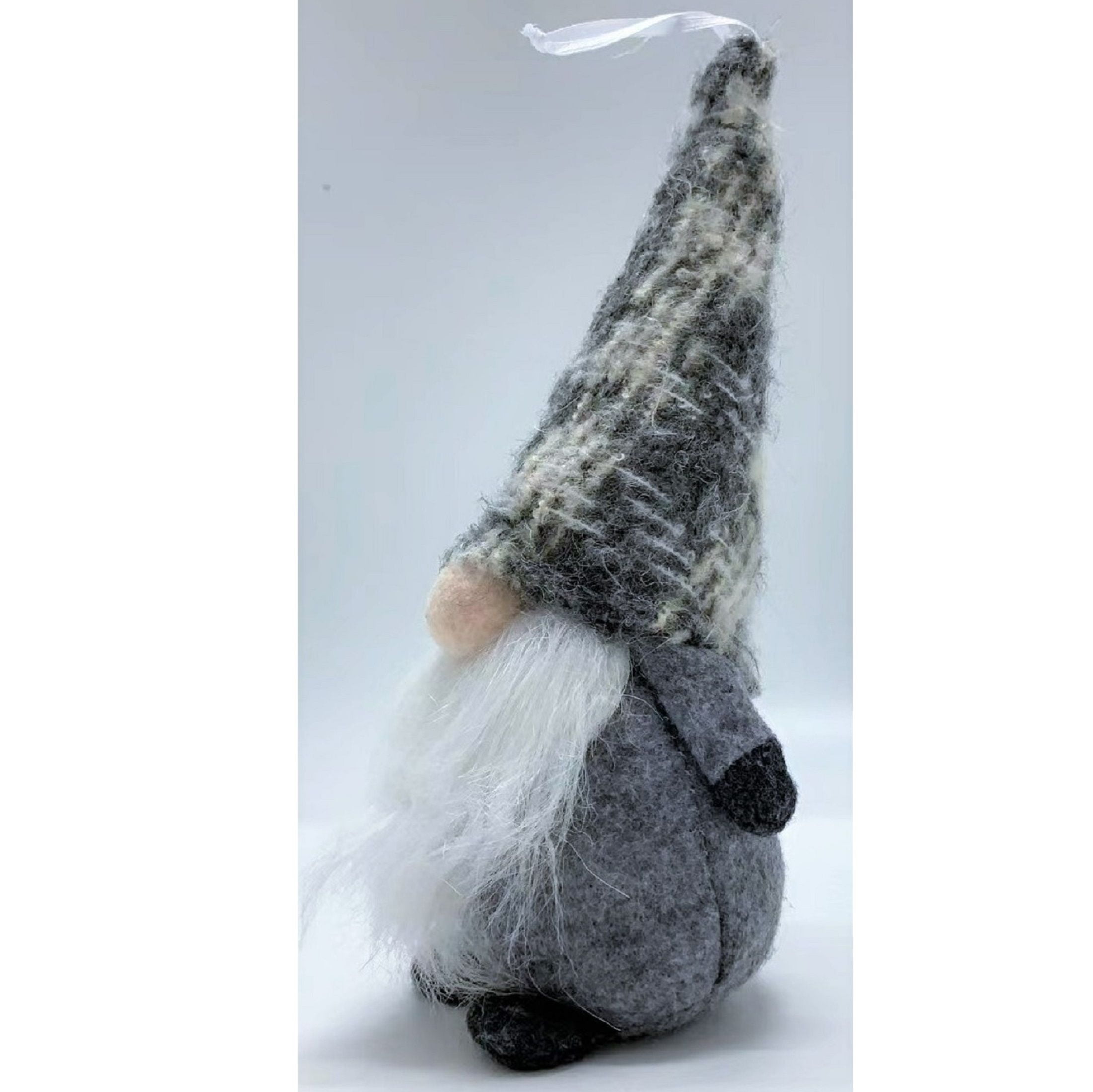 Holiday Time Black Gnome Ornament. Cozy Theme. Grey / White / Black / Brown Color.
