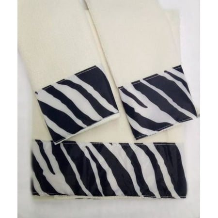 Elegant Design 3-Piece Decorative Bath Hand Towel Set Bathroom Wash Cloth - Zebra Black &
