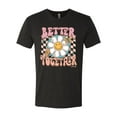 thumbnail image 2 of Wild Bobby Retro Better Together Daisy Smiley Face Checkered Background Vintage Men Premium Tri Blend Tee, Vintage Black, Small, 2 of 6