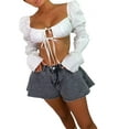 thumbnail image 3 of Faithtur Women Loose Style Shorts, Solid Color Mid Waist Flared Shorts, 3 of 9