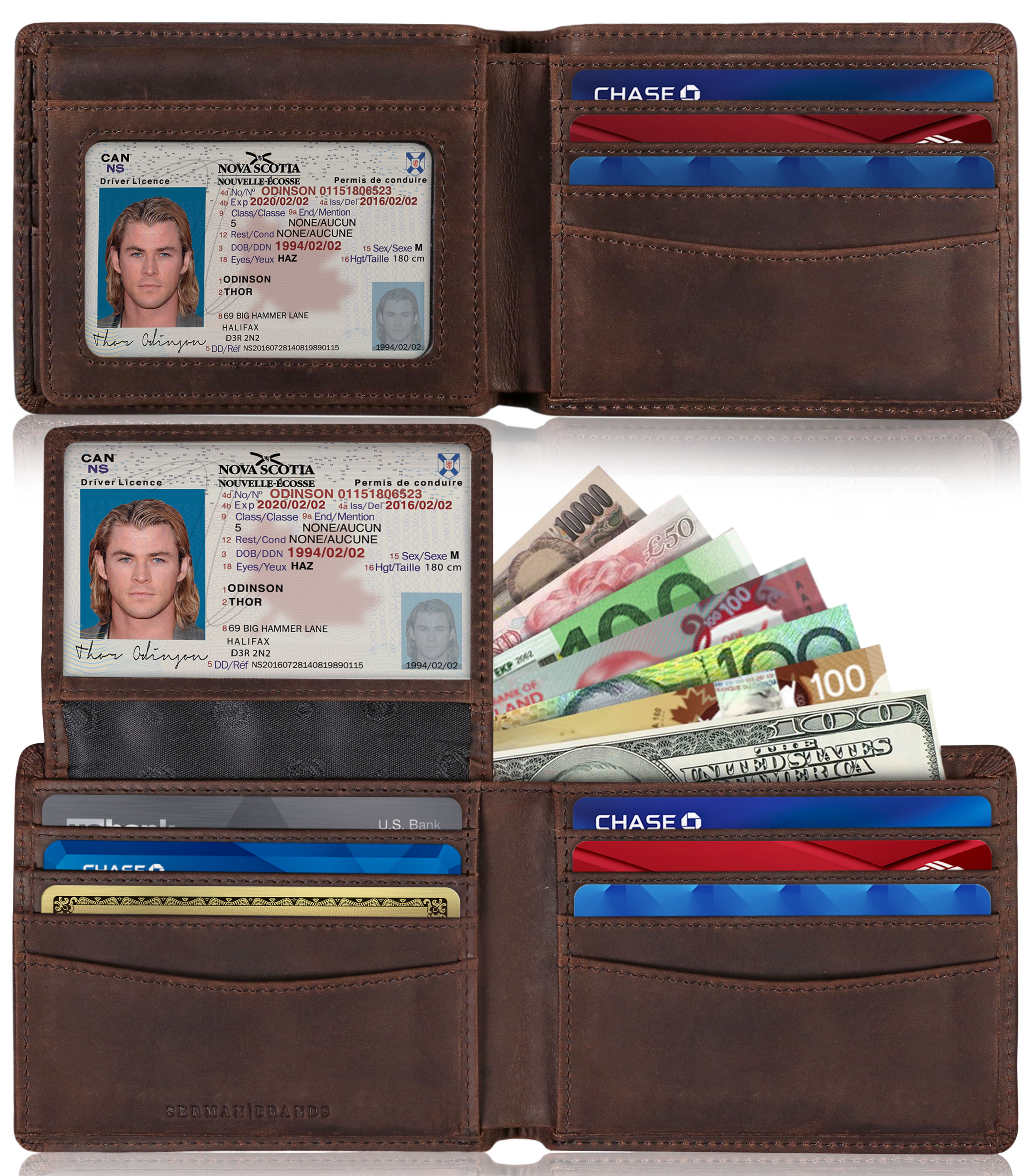 Serman Brands - SERMAN BRANDS 2 ID Window Wallet for Men RFID Blocking