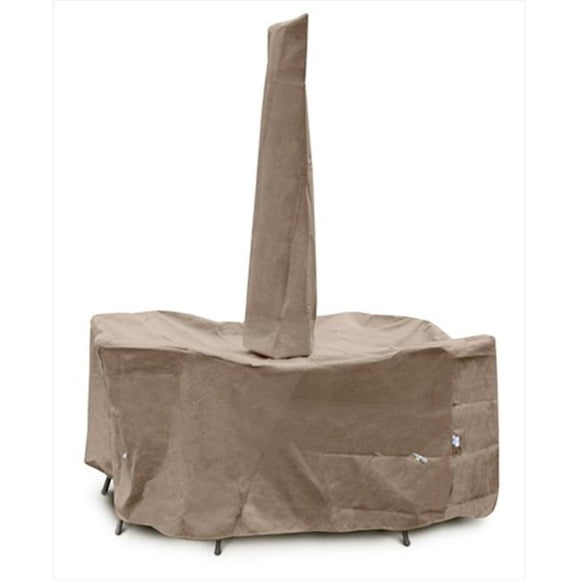 KoverRoos 34244 KoverRoos III 60 in. Round Table Dining Set Cover with umbrella hole, Taupe - 78 Dia x 38 H in.