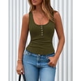 thumbnail image 3 of BTFBM Spring Tops for Women Summer Scoop Neck Ribbed Henley Button Sleeveless Casual Basic Tank Top Clothes Outfits, 3 of 9