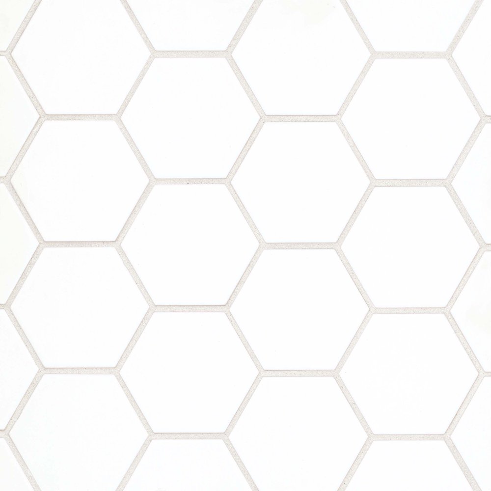 Hedron 4" x 5" Flat Hexagon Wall Tile in Matte White (5.38 SqFt/Ctn