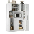 thumbnail image 4 of Euroco Extra Deep Buffet Cabinet with Hutch and Pull-Out Side Cabinet on Wheels, 52.8'' Kitchen Pantry with Adjustable Shelves, Coffee Bar Sideboard Storage Cabinet, 4 of 9