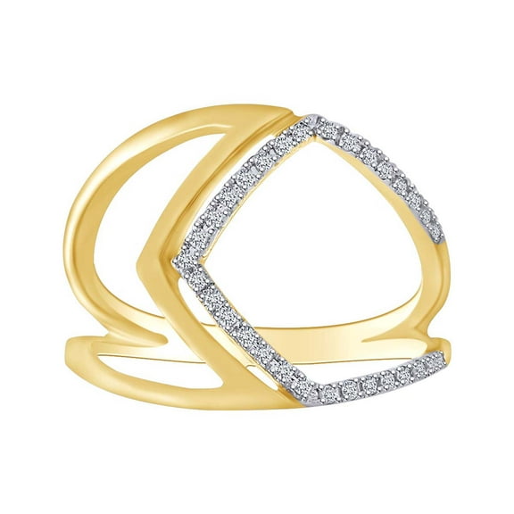 AFFY 1/6 Carat Round Cut White Natural Diamond Cocktail Band Ring In 10k Solid Yellow Gold (0.17 Cttw)