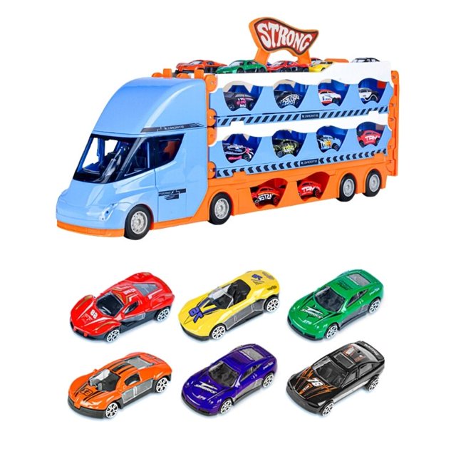Conjunto de camiones y coches de juguete con 1 camión, 6/12/24 coche de aleación para niños pequeños de 3 años + regalo para niños y niñas