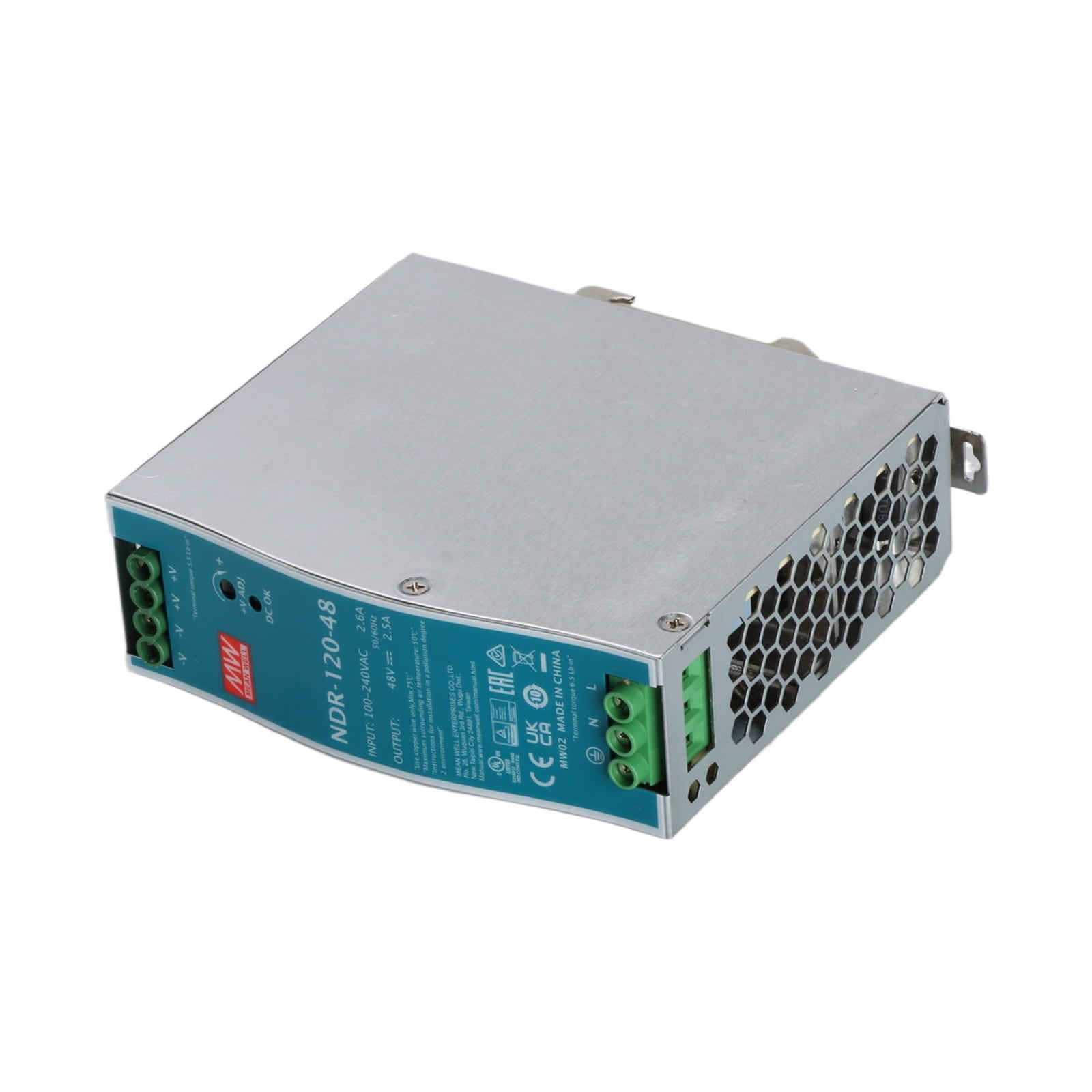 Feedannce 48V/2.5A, 120W DIN Rail Power Supply, for Automation & Control MEAN WELL NDR-120-48