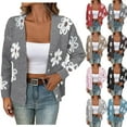 thumbnail image 7 of Trendy Sweater Cardigans Womens Long Sleeve Button Up Flowers Pattern V Neck Casual Soft Cotton Knit Blouse Tops (M, Dark Gray), 7 of 7