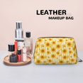 thumbnail image 4 of Yellow White Striped Sunflower Makeup Bag, Large Capacity Travel Cosmetic Bag for Women Girls- Travel Toiletry Bag Leather Portable Waterproof Makeup Case Organizer with Handle, 4 of 4