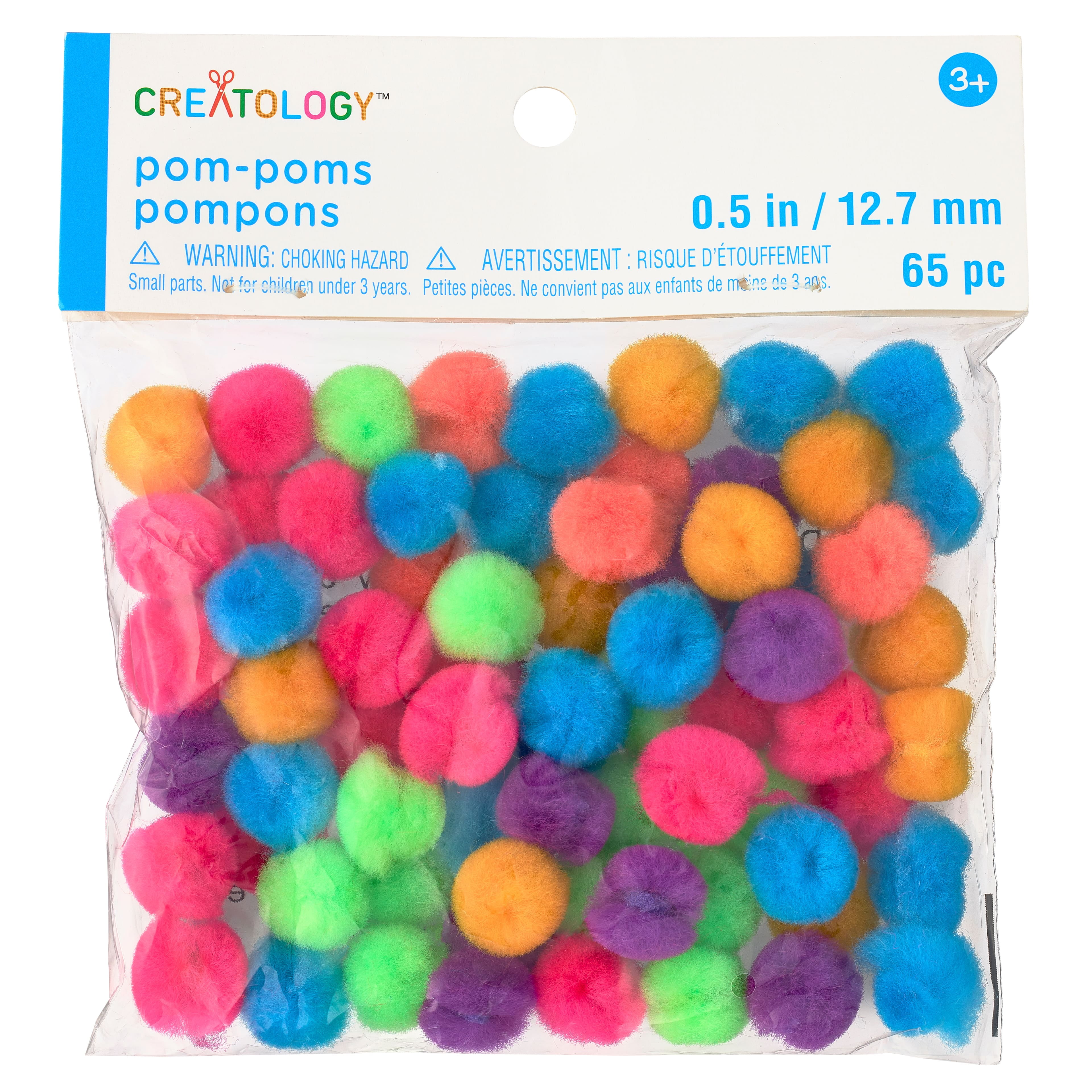Creatology 80 multi colored rainbow assorted pom poms 3/4 to 1 1/4 New  Rare