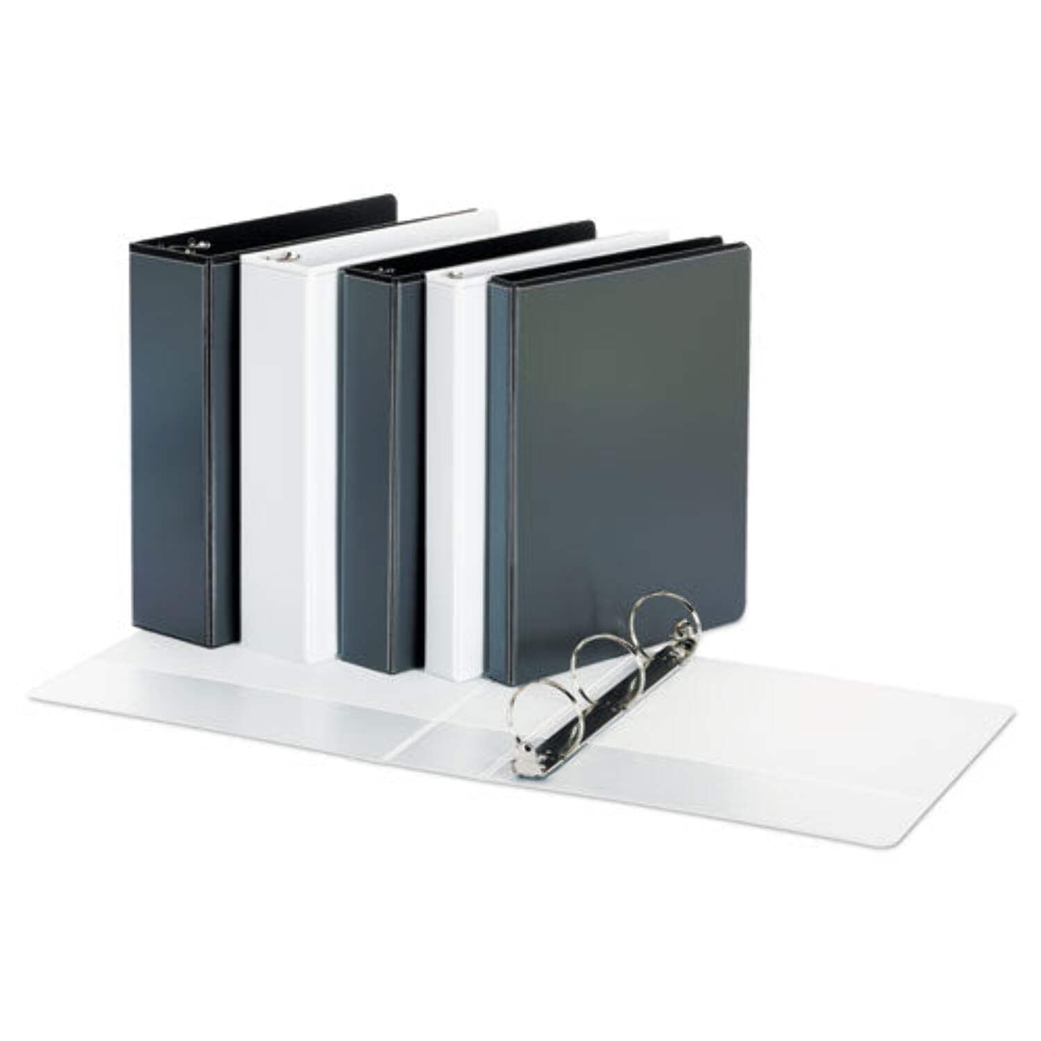 Economy Round Ring View Binder, 3 Rings, 3" Capacity, 11 x 8.5, White, 6/Pack