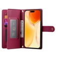 thumbnail image 5 of Crossbody for iPhone 16 Plus Phone Case Wallet with Card Slots Zipper Pocket, PU Leather Magnetic Shoulder Strap Purse Cover with Flip Kickstand for iPhone 16 Plus Women Girls, Red, 5 of 11