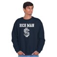 thumbnail image 4 of Cool Rich Man Dollar Sign Money Men's Crewneck Sweatshirt Brisco Brands S, 4 of 6