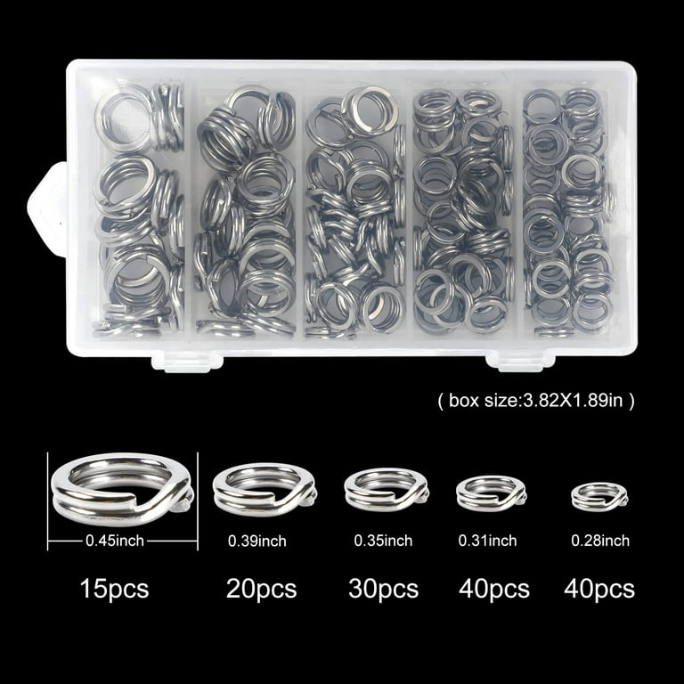 Ripakiya 145 Pcs Stainless Steel Fishing Split Rings, High Strength Double Flat Wire Snap Ring Heavy Duty Lure Connector with Fishing Pliers Scissors Fishing