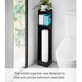 thumbnail image 3 of Yamazaki Home Rolling Bathroom Organizer, Black, Steel, Wheels, Adjustable Tiers, Minimal Assembly, 3 of 8