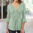 thumbnail image 2 of Blouses pour Femmes, T-Shirt Imprimé Manches 3/4 Blouse Col en V Décontractée, 2 of 5