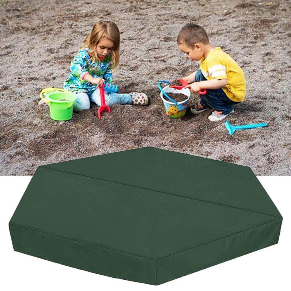180 x 150cm / 71 x 59inch Sandbox Cover Hexagon Oxford Cloth Waterproof Sandpit Pool Cover Green Anti UV Sandbox Protection Cover with Drawstring for Sandpit Toys Swimming Pool and Furniture 