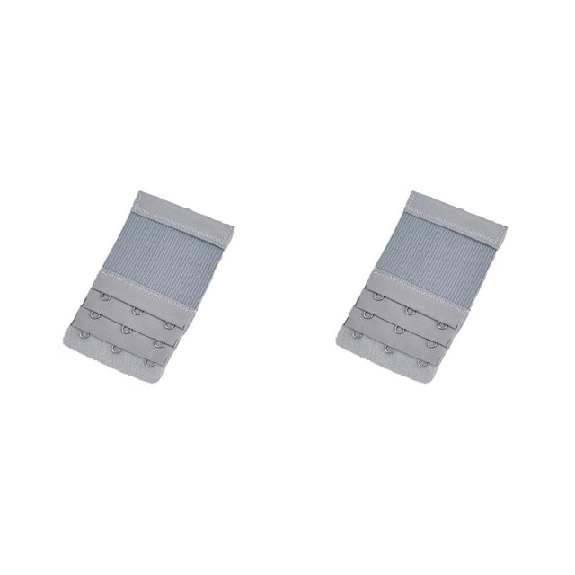 Baohd Extension Strap Bra Extender Buckle 3 Rows 3 Hooks Women Multicolor Lengthened Band Lingerie Replacement Intimates silver gray 2Set