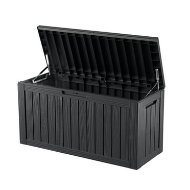 Decksplore 80 Gallon Lockable Resin Deck Box, Waterproof & Outdoor Storage Box for Outdoor Cushion Storage and Outdoor Delivery Storage Black