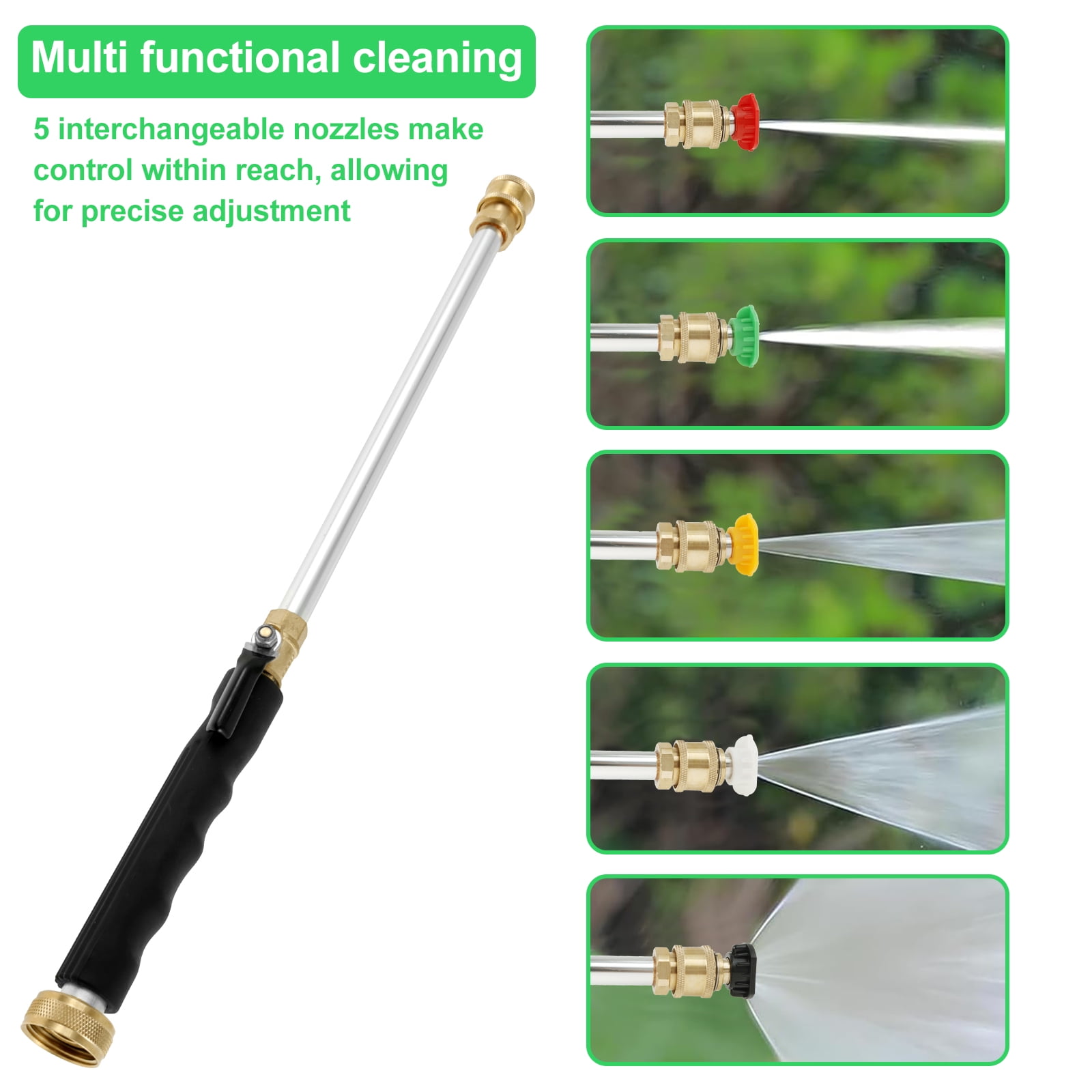 Upgraded Jet Nozzle High Pressure Hose Nozzle for Garden Hose, Jetnozzle High Pressure Washer Tools With 5 Different Nozzles and Quick Connectors for Car Pet Patio Window Washing