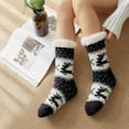 thumbnail image 2 of Xfvqtps Christmas Slipper Socks for Women with Grippers Thick Slipper Non Slip Home Fuzzy Warm Winter Fluffy Socks Black, 2 of 8