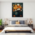 thumbnail image 4 of Mudket Orange and White Floral Bouquet Canvas Wall Art, Framed Wall Decor, Dark Teal Vase Flower Print for Living Room, Ready to Hang - 12"L x 8"W, 4 of 10