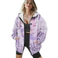 thumbnail image 4 of COEQINE Women's Fashion Hoodie Oversized Full Zipper Sweatshirts Axolotl and Lavender Purple Print Long Sleeve Casual Wear Y2K Jacket Fall Outfits Tops with Pockets, 2XL, 4 of 7