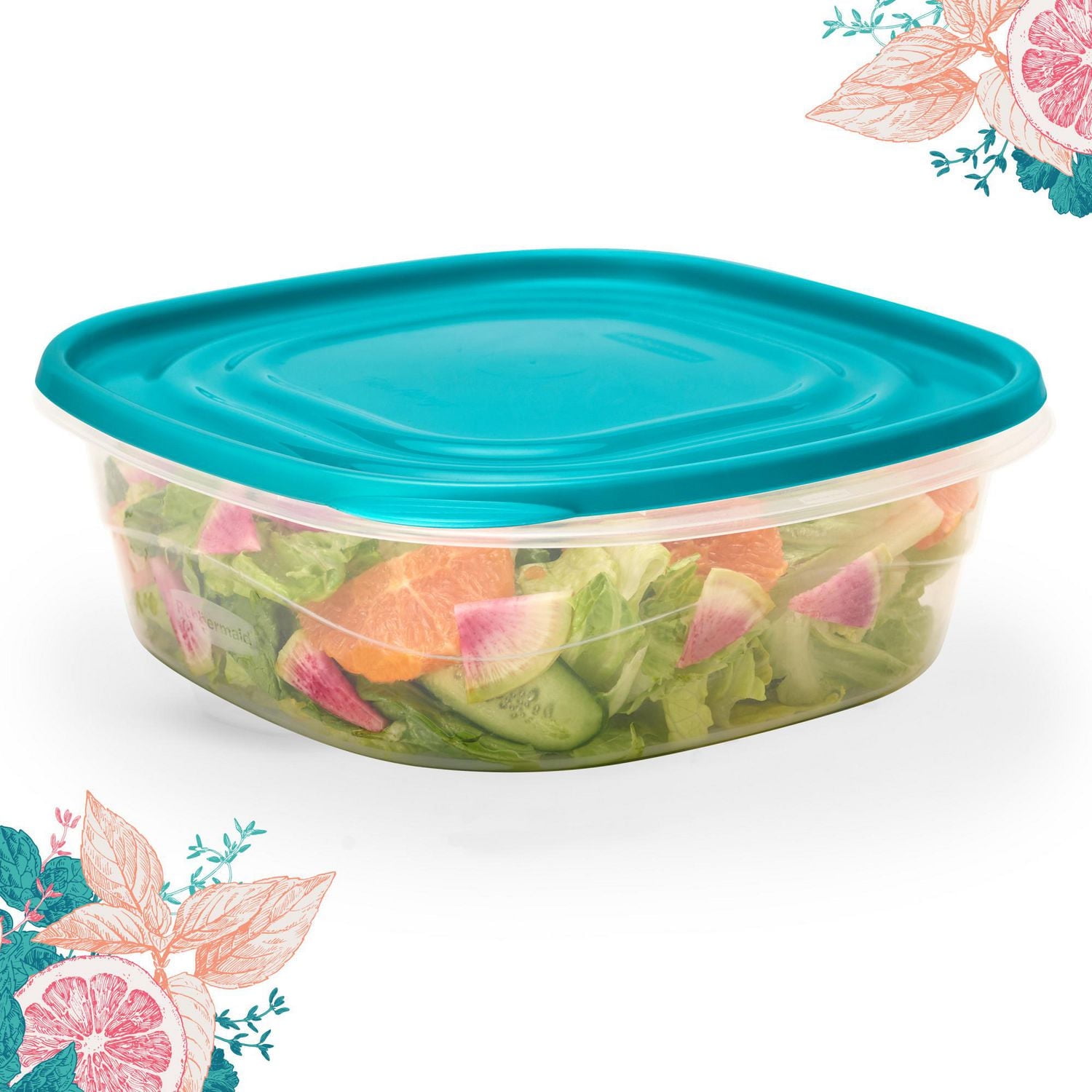 Rubbermaid TakeAlongs 4 Cup Food Storage Containers, Meal Prep Containers, Food Containers with Lids, Limited Edition Turquoise Blue