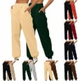 thumbnail image 2 of ctdiral 2 Pack Basic Sweatpant for Women Solid Color Baggy Casual Joggers Fall Winter Thin Fleece Lounge Long Pants with Pockets Outdoor Workout Trousers Black L, 2 of 5