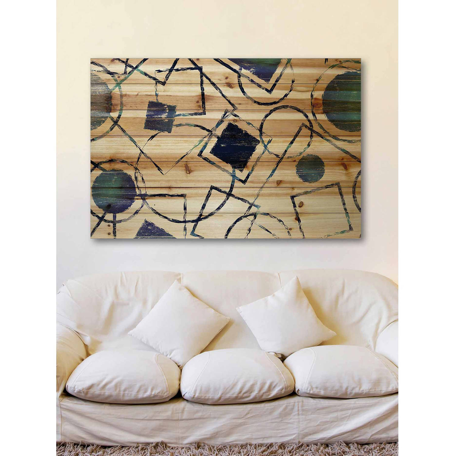 Marmont Hill - "Shape Party" Painting Print on Natural Pine Wood