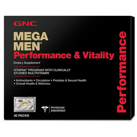 GNC Mega Men Performance and Vitality Daily Multivitamin Vitapak , 30 Count , Prostate Sexual