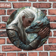 thumbnail image 5 of Elven Warrior & Dragon Fantasy Mythical Wall Decor Sign, 1pc, 8" Round Aluminum Wall Art Metal Sign, Wall Decor For Kitchen, Door, Office, Bedroom Decor, Best Gift For Room, Home Decor, Easter, 5 of 7