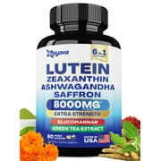 Lutein and Zeaxanthin Supplements 8000 MG Eye Vitamins with Saffron for Eye Health Supplements for Adults, Infused with Glucomannan, Ashwagandha, Green Tea Extract Vision Support (60 Caps)
