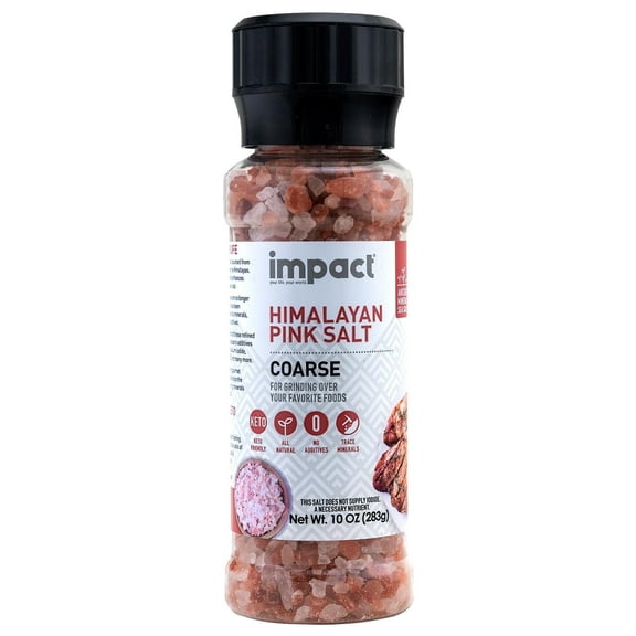 Impact Products Himalayan Pink Coarse Sea Salt Gluten Free Salt Substitute with Grinder, 10 oz