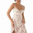thumbnail image 5 of Women's Floral Dress Summer Sexy Sleeveless Spaghetti Straps Boho Flowers Long Dress with Slit, 5 of 6