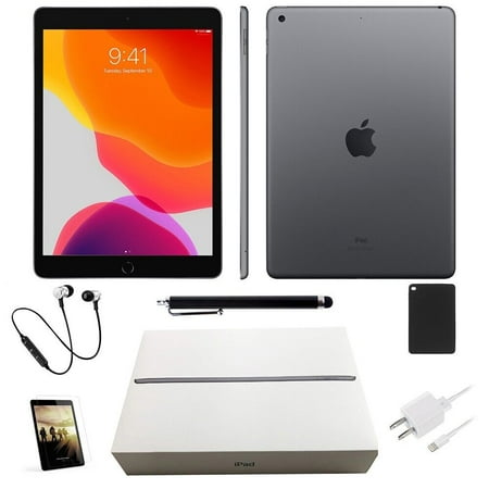 Open Box | Apple iPad 7 | 10.2-inch Retina Display | 32GB | Wi-Fi Only, Bundle: Case, Pre-Installed Tempered Glass, Bluetooth Headset, Stylus Pen, Rapid Charger - Space Gray