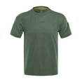 thumbnail image 3 of BiZtdJrK Mens Solid Gym Tops Slim Fit Stretch Short Sleeve Workout Tees Sport Muscle Tshirts Army Green L, 3 of 8