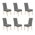 thumbnail image 1 of Deconovo - Funda de silla de comedor de punto jacquard, elástica, lavable y extraíble, de licra, para banquetes, juego de 6, gris oscuro, 1 of 7