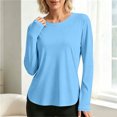 thumbnail image 5 of hotojiny Workout Tops for Women Crewneck Long Sleeve Shirts with Curved Hem UPF 50+ Sun Shirts for Hiking Running Gym Clothes(Light Blue,Small), 5 of 7
