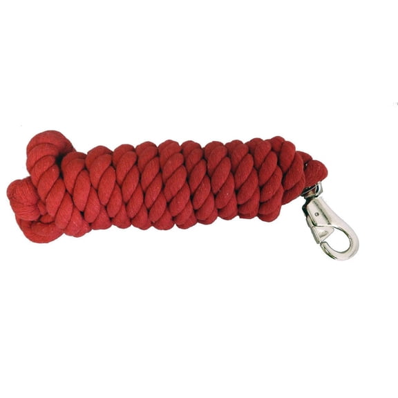 AJ Tack 10 Foot Cotton Lead Rope with Bull Snap Red