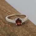 thumbnail image 4 of 7X5mm Oval Shape Garnet Gemstone 925 Sterling Silver Three Stone Women Promise Ring, 4 of 7