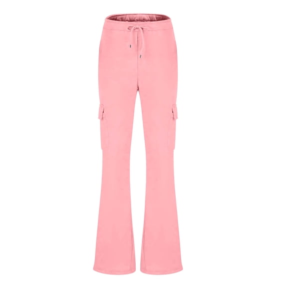 Khunlpohl Women's Cargo Sweatpants Elastic Waist Wide Legs Drawstring Trousers with Pockets Loose Casual Sports Pants