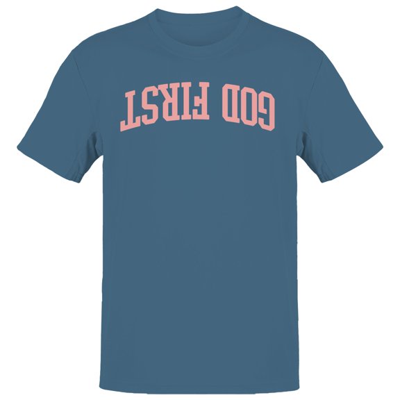 God First Inspirational Faith Men's Blue T-shirt