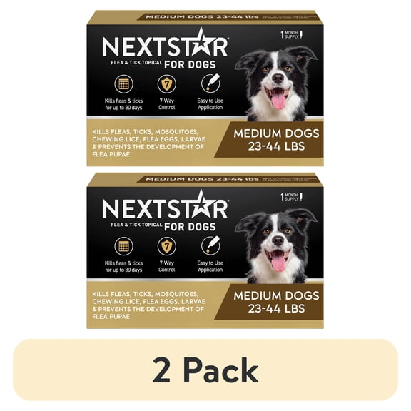 (2 pack) NEXTSTAR Flea & Tick Topical Prevention for Dogs 23-44 lbs, 1-Month Supply